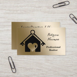 Elegant Gold Black Realtor Carte de visite
