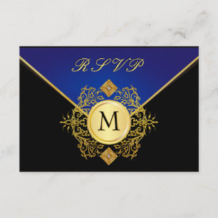 Elégant Gold Blue Occasion spéciale Cartes RSVP