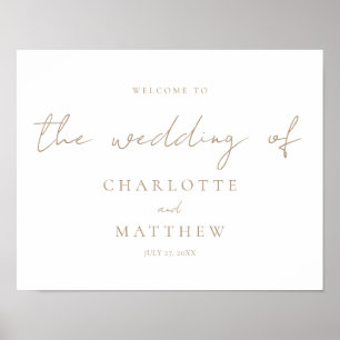 Elegant Gold Calligraphy Welcome Poster Mariage