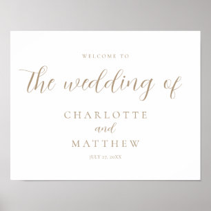 Elegant Gold Calligraphy Welcome Poster Mariage