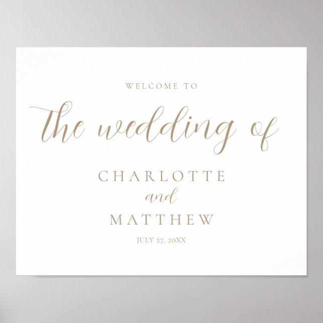 Elegant Gold Calligraphy Welcome Poster Mariage (Devant)