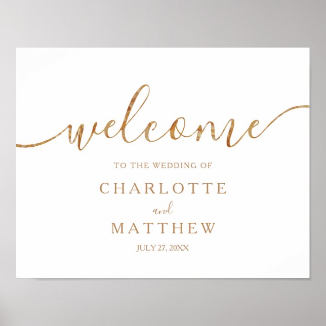 Elegant Gold Calligraphy Welcome Poster Mariage (Devant)