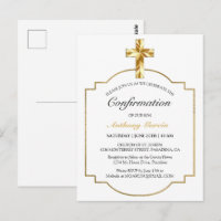 Elegant Gold Catholic Confirmation Invitation