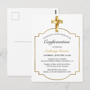 Elegant Gold Catholic Confirmation Invitation