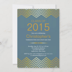Elégant Gold Chevron Graduation Party Invitation