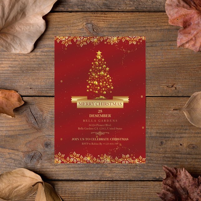 Elégant Gold Christmas Party Invitation (Créateur téléchargé)