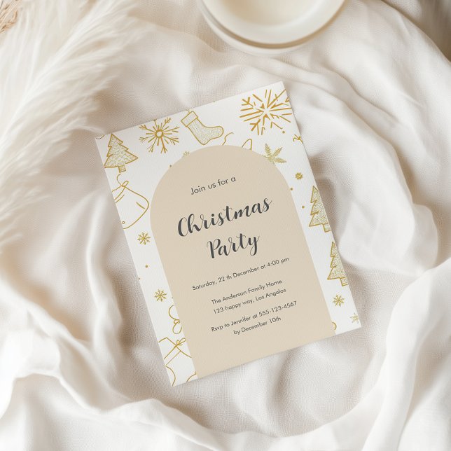 Elégant Gold Christmas Party Invitation (Créateur téléchargé)