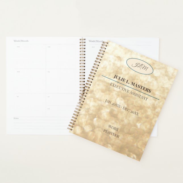 Élégant Gold Corporate Business Executive Planner (Devant avec enveloppe)