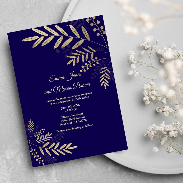 Elegant gold dark purple floral Wedding Invitation (Elegant gold dark purple floral Wedding )