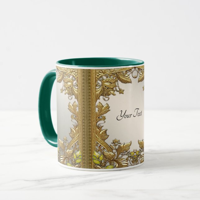 Elegant Gold Decorative Floral Mug (Devant gauche)