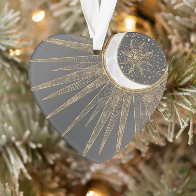 Elegant Gold Doodles Sun Moon Mandala Design (Arbre)