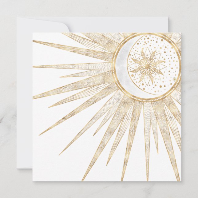 Elegant Gold Doodles Sun Moon Mandala Design (Devant)