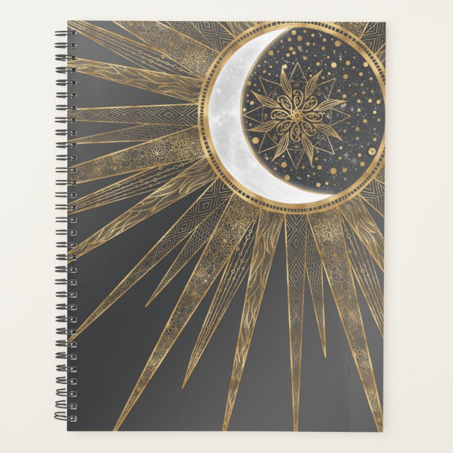 Elegant Gold Doodles Sun Moon Mandala Design (Devant)