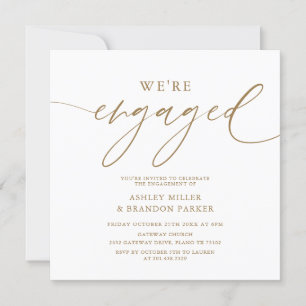 Elegant Gold Engagement Carré Invitation