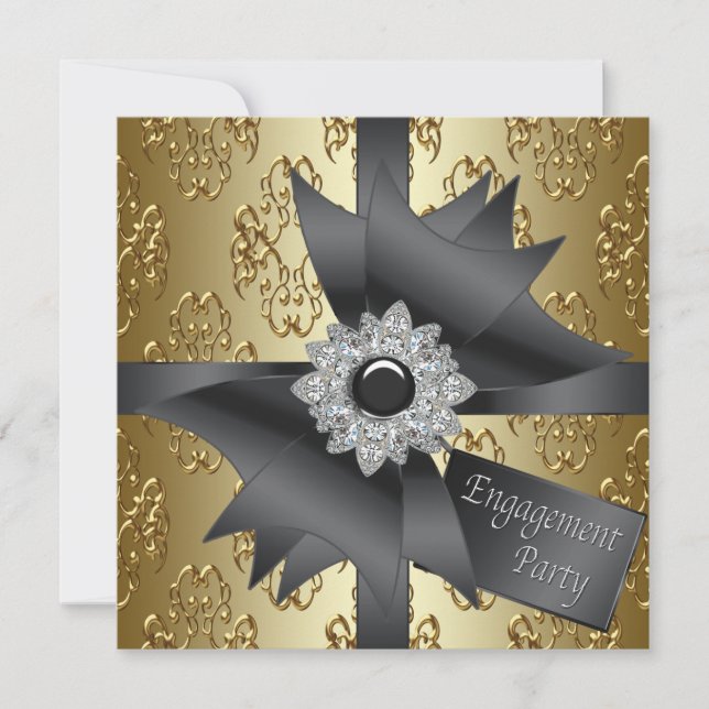 Elegant Gold Engagement Party Invitations (Devant)