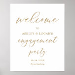 Elegant Gold Engagement Party Welcome Poster<br><div class="desc">Elegant Gold Engagement Party Welcome Poster | Affiche de bienvenue Mariage or | Signes de dîner Fiançailles d'or</div>