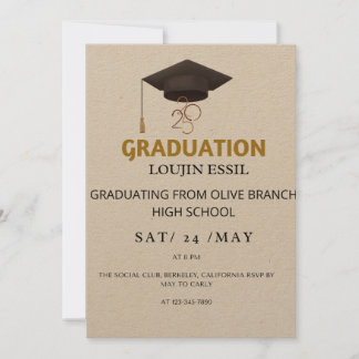 Elégant Gold et Black Graduation Invitation