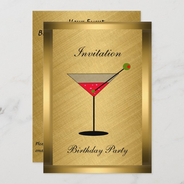 Elegant Gold Event Invitation (Devant / Derrière)