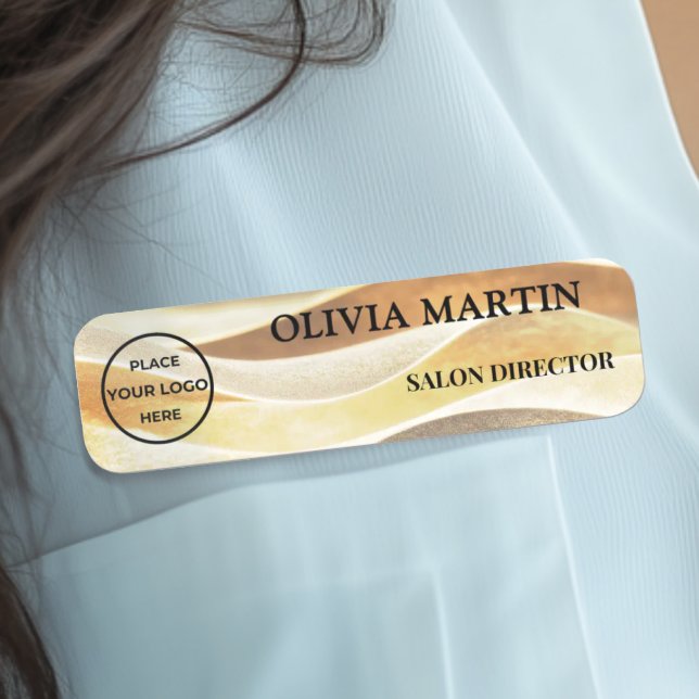Elegant Gold Fabric-like Magnetic Name Badge (Créateur téléchargé)