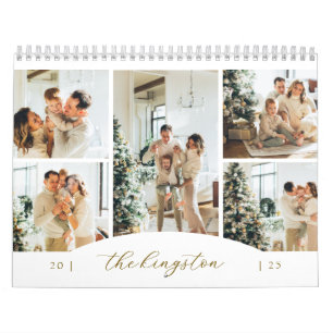 Elegant Gold Family Photo Collage Calendrier