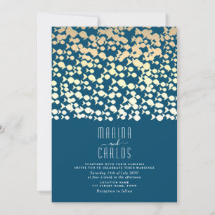 Elégant Gold Fish Motif Plage Mariage Invitation