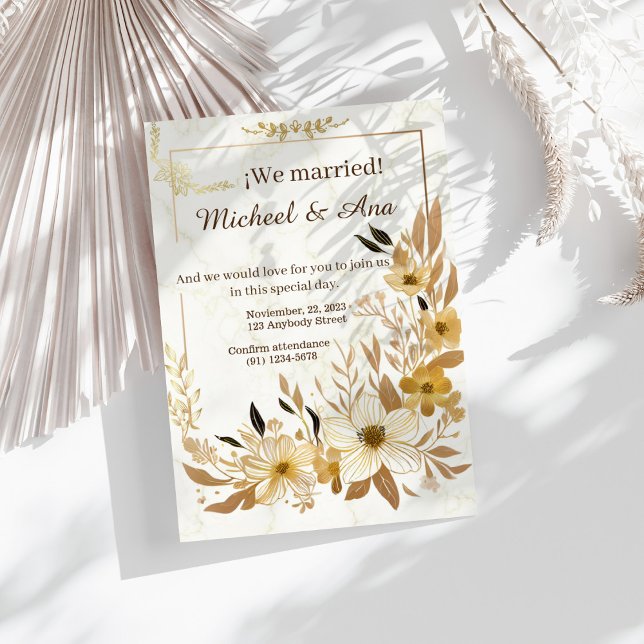 Elegant Gold Floral Golden Wedding Invitation (Créateur téléchargé)