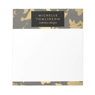 Elégant Gold Floral III Bloc-notes personnalisé