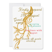 Elégant Gold Floral Wedding Carte RSVP