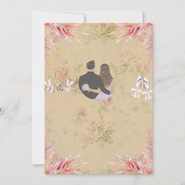 Elegant Gold Floral Wedding Invitation Card (Devant)