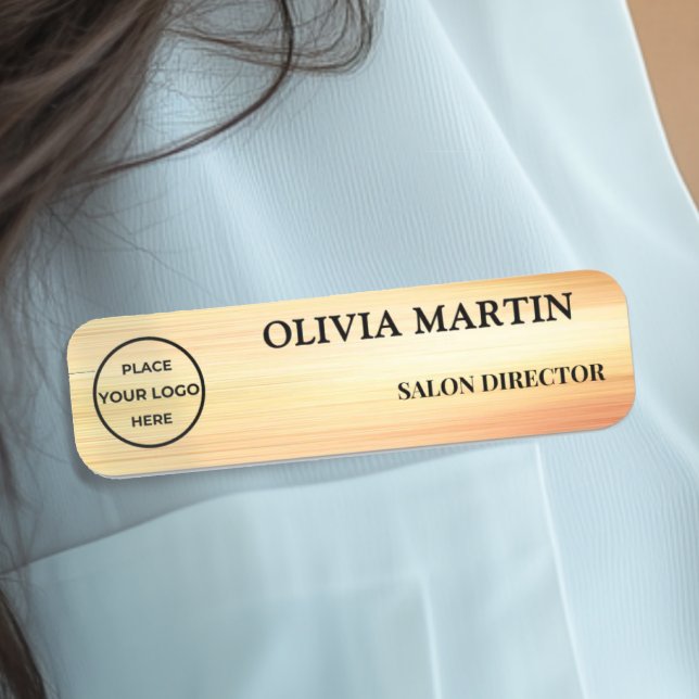 Elegant Gold Flow Magnetic Name Badge (Créateur téléchargé)