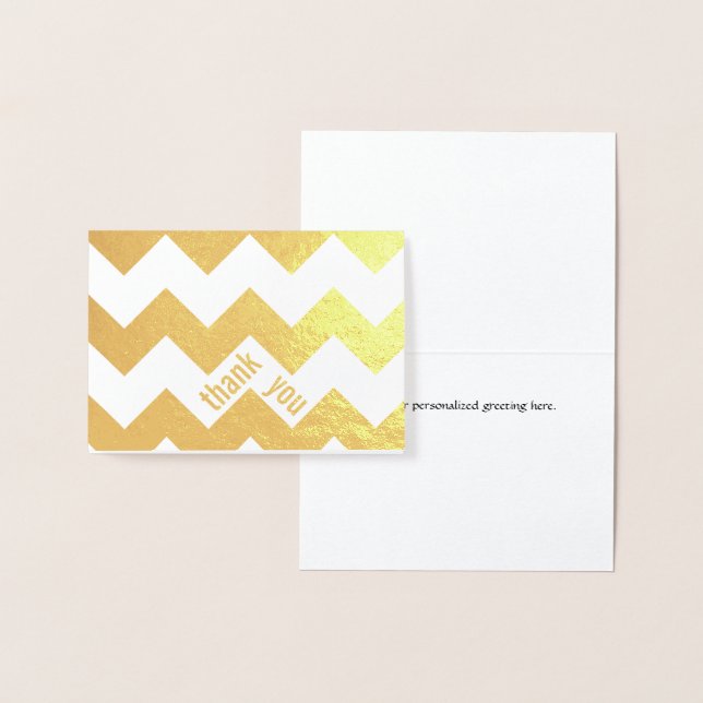 Elegant Gold Foil Chevron Merci carte de note (Affichage)