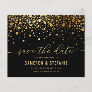 Elégant Gold Foil Confetti Black Enregistrer la da