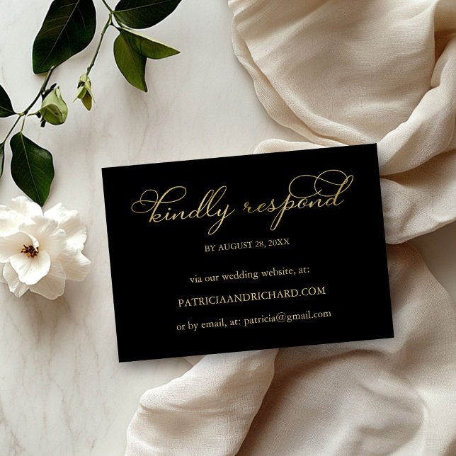 Élégant Gold Foil Script en ligne Mariage carte RS (Créateur téléchargé)
