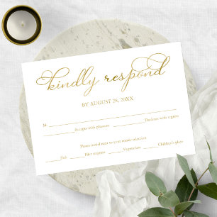 Elégant Gold Foil Script Wedding Carte RSVP