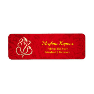 Elegant Gold Ganesh/ Indian God Damask Étiquette r