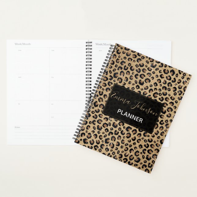 Elegant Gold Glitter Black Leopard (Devant avec enveloppe)