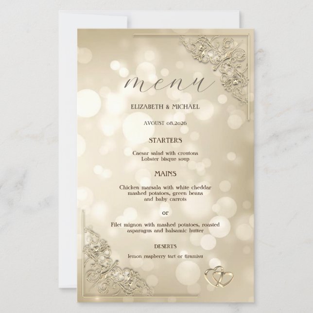 Elegant Gold Hearts Frame Bokeh (Devant)