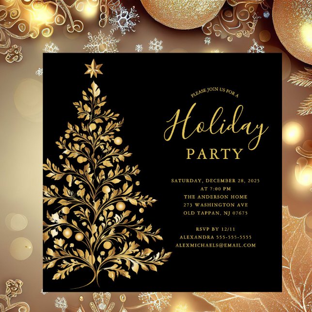 Elégant Gold Holiday Party Invitation (Créateur téléchargé)