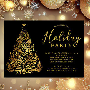 Elégant Gold Holiday Party Invitation