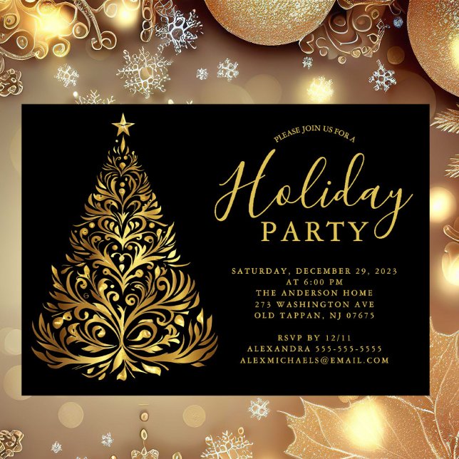 Elégant Gold Holiday Party Invitation (Créateur téléchargé)