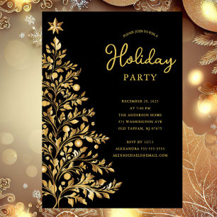 Elégant Gold Holiday Party Invitation