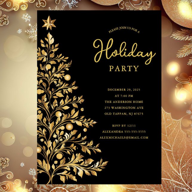 Elégant Gold Holiday Party Invitation (Créateur téléchargé)