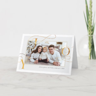 Elégant Gold "Joy" Carte de vacances photo famille