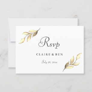 Elegant Gold Leaf Mariage moderne Inviter RSVP