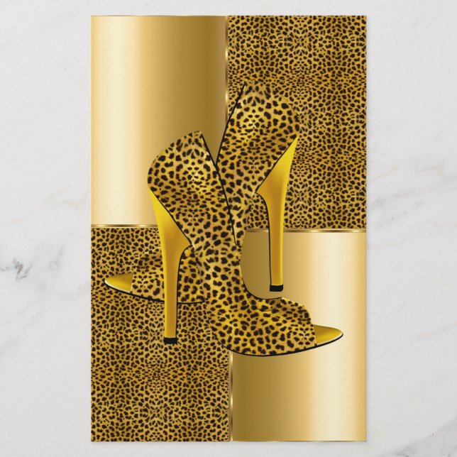 Elegant Gold Leopard High Heel Shoes Animal (Devant)