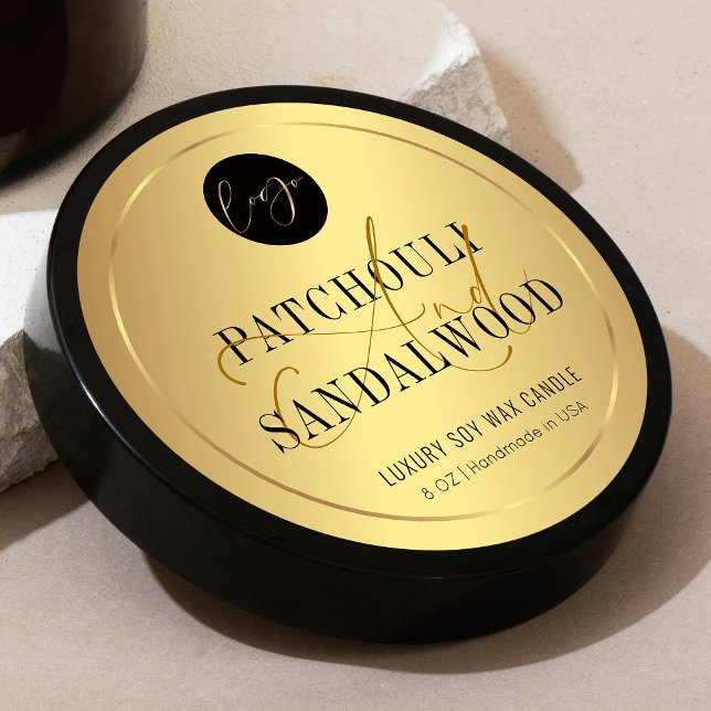 Elegant Gold Logo Business Packaging Étiquette pro (Elegant faux gold effect product label with space for your logo and scent name)