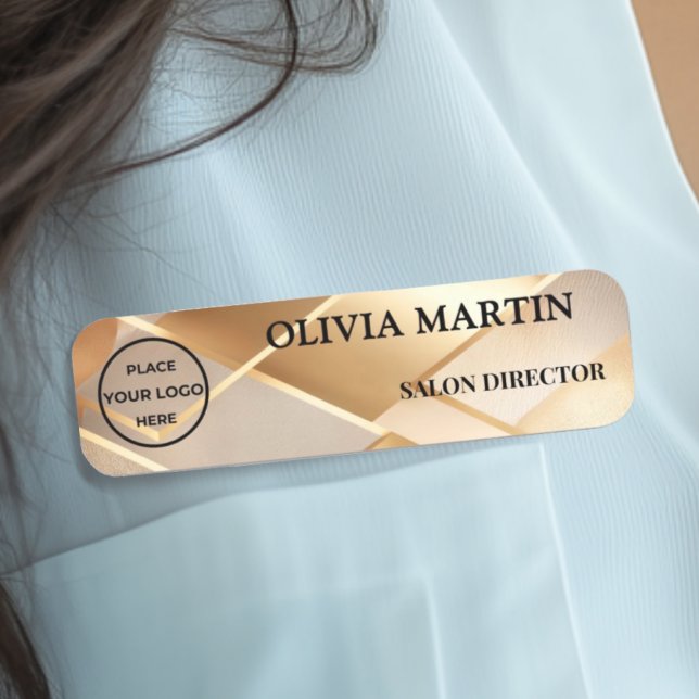 Elegant Gold Logo Magnetic Name Badge (Créateur téléchargé)