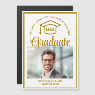 Elegant Gold MBA Graduation Photo Magnet Card