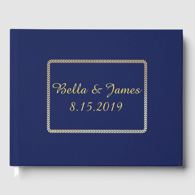 Elegant Gold Navy Blue Mariage livre d'or (Recto)