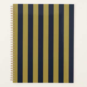 Elégant Gold & Navy Blue Vertical Stripes